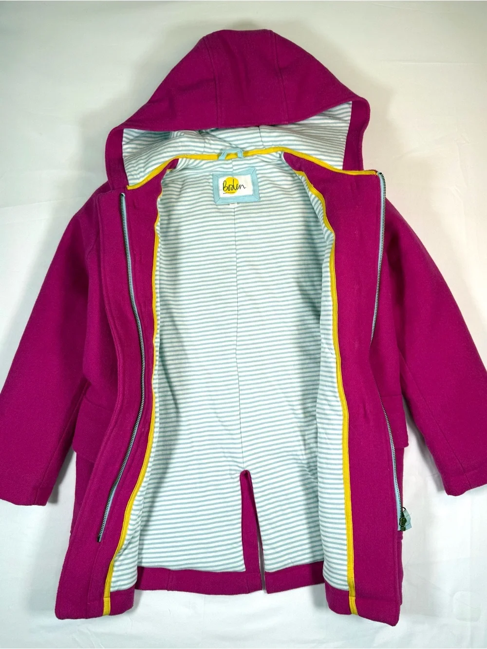 BODEN Girls Hooded Wool Blend Duffle Coat 11-12Y Toggle Jacket Preppy Luxury